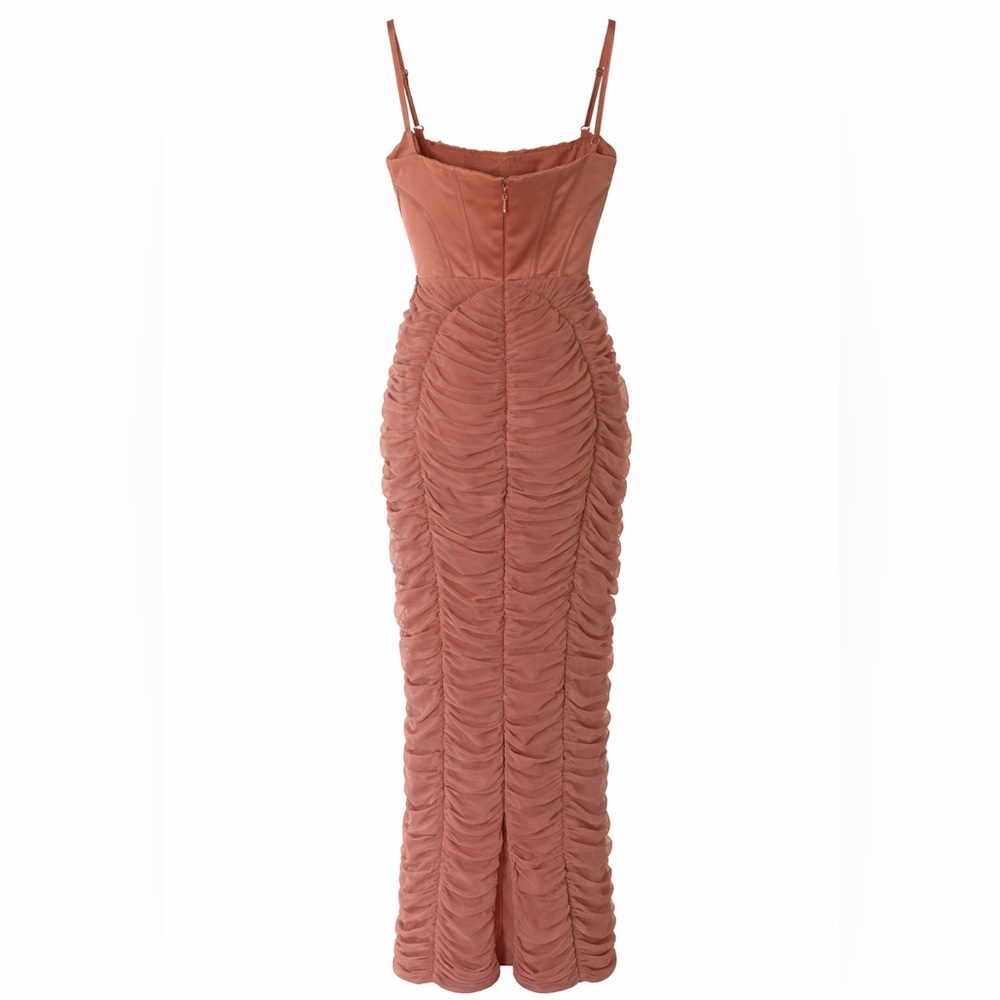 House of CB Rose Taupe Ruched Corset Maxi Dress - Picture 3 of 3